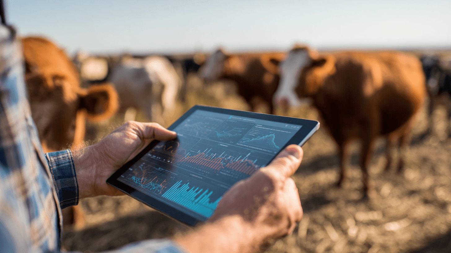 Mãos segurando tablet em ambiente de gestão e registro no campo